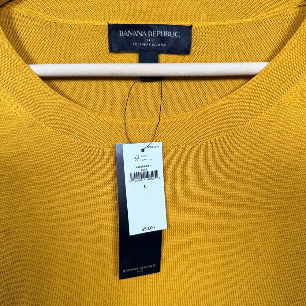 Banana Republic Womens Size Large Sweater Mustard  Yellow Cotton Blend  Forever - Picture 3 of 7